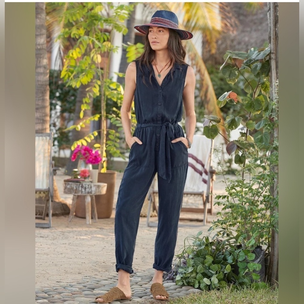 Sundance Cloth & Stone Odette Jumpsuit Endless Sea Blue L